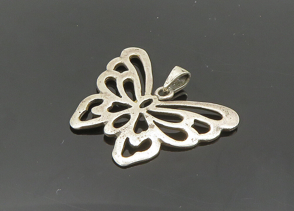 925 Sterling Silver  Vintage Smooth Butterfly Motif Pendant  PT16023