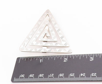 925 Sterling Silver Vintage Brooch Grooved Geometric Nested Triangles  BP11839