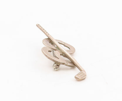 925 Sterling Silver Vintage Brooch Etched 60 Year Golfer Sport Charm  BP12034