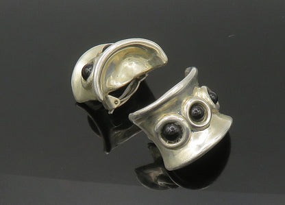 BATAMI ISRAEL 925 Silver  Vintage Black Onyx Non Pierce Earrings  EG10862