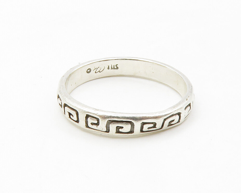 CAROLYN POLLACK 925 Silver  Vintage Greek Key Pattern Band Ring Sz 6  RG14277