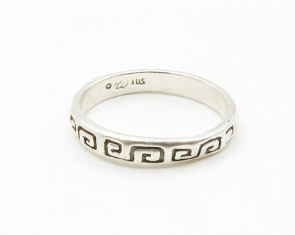 CAROLYN POLLACK 925 Silver  Vintage Greek Key Pattern Band Ring Sz 6  RG14277