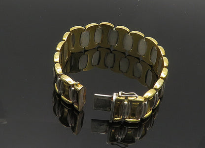 925 Sterling Silver  Vintage Shiny Two Tone Hinge Chain Bracelet  BT8107