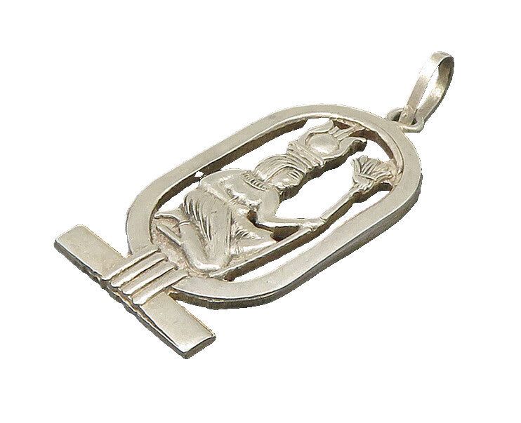 MIDDLE EAST 925 Silver  Vintage Kneeling Egyptian Figure Pendant  PT17931