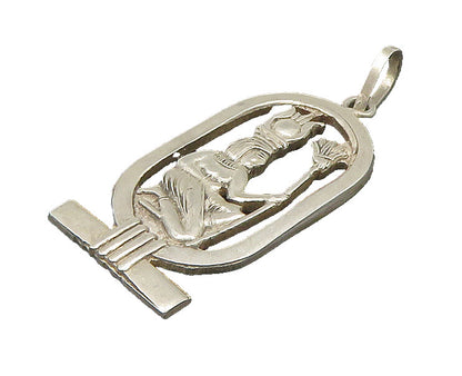 MIDDLE EAST 925 Silver  Vintage Kneeling Egyptian Figure Pendant  PT17931