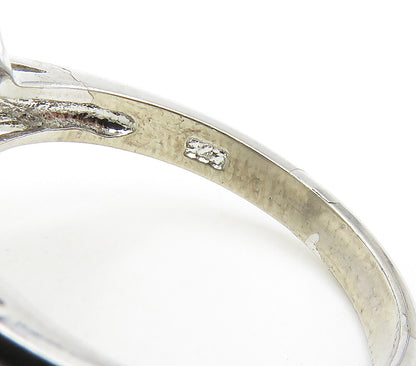 925 Sterling Silver  Pearl & Topaz Flower Motif Cocktail Ring Sz 7  RG15640