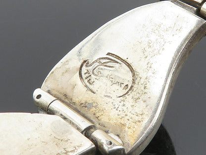 DESIGNER 925 Sterling Silver Vintage Carved Leaf Pattern Link Bracelet BT9445