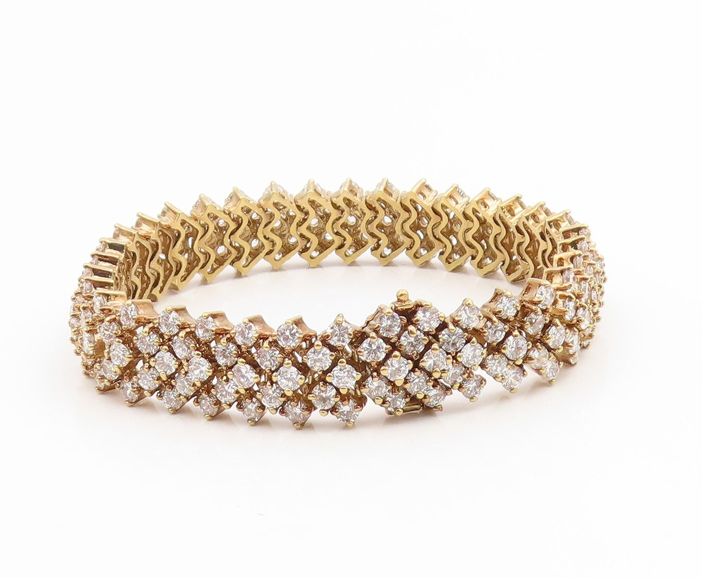 925 Sterling Silver Vintage Bracelet Gold Plated Topaz Multi Row Link  BT11926