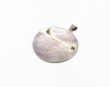 925 Sterling Silver  Vintage Oxidized Warriors Round Brooch Pin  BP7469