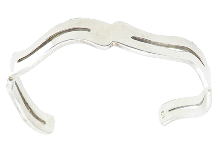 CME 925 Sterling Silver  Vintage Shiny Cutout Design Cuff Bracelet  BT3359