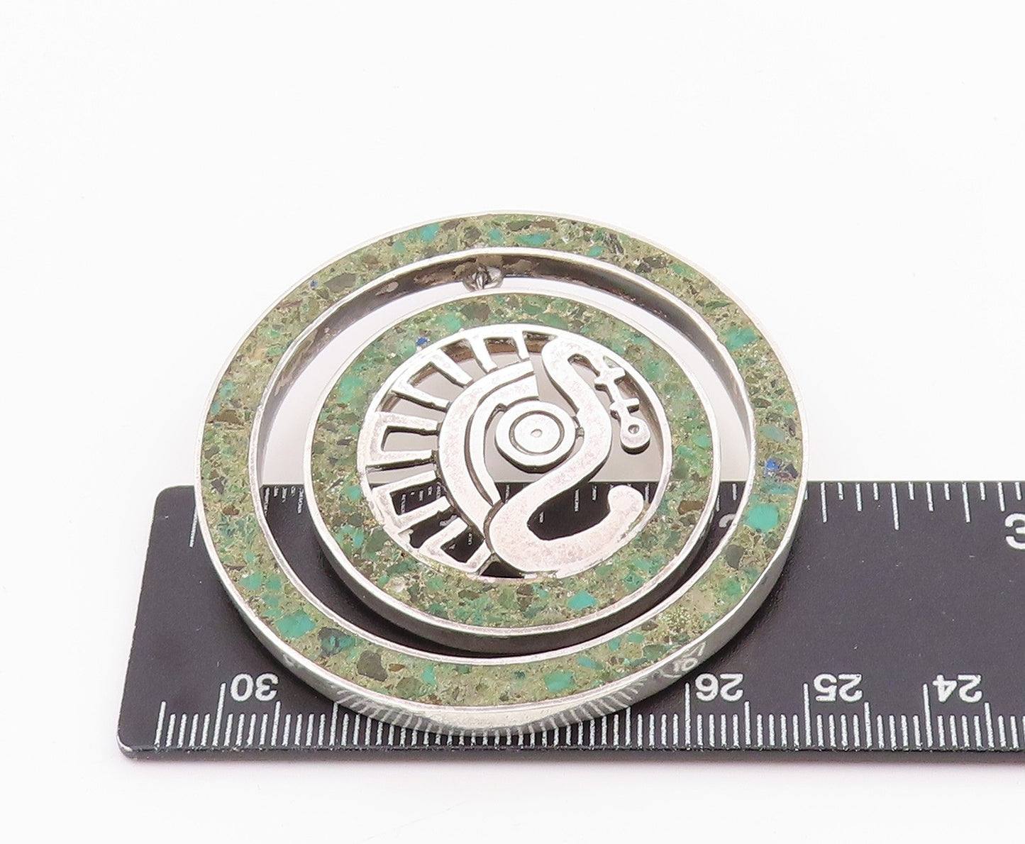 925 Sterling Silver Vintage Pendant MIGUEL MELENDEZ TAXCO Turquoise  PT26038