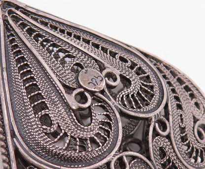 925 Sterling Silver   Vintage Filigree Swirl Love Heart Pendant  PT20550