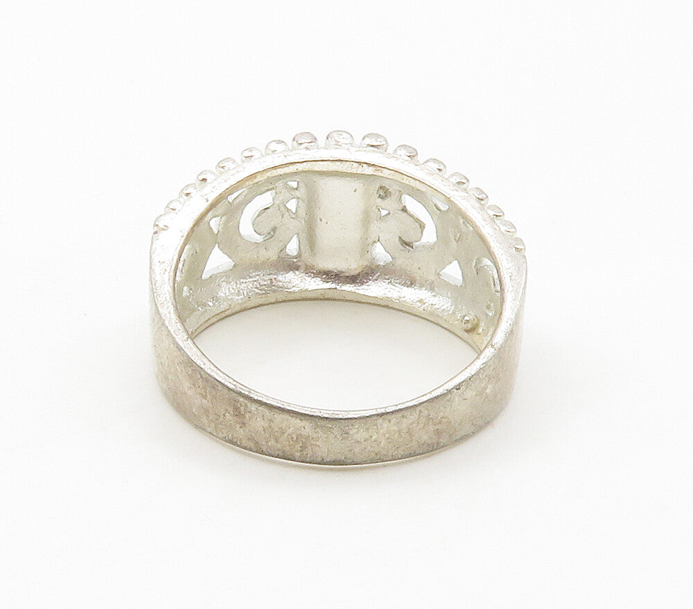925 Sterling Silver  Shiny Open Swirl Bubble Trim Band Ring Sz 7  RG16445