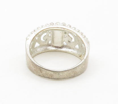 925 Sterling Silver  Shiny Open Swirl Bubble Trim Band Ring Sz 7  RG16445