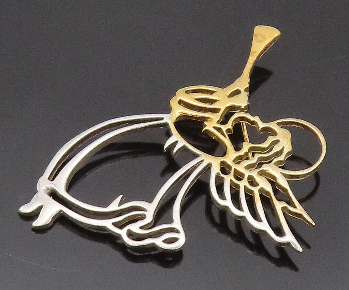 925 Sterling Silver  Vintage Flying Angle Playing Music Brooch Pin  BP10430