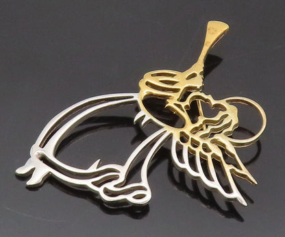 925 Sterling Silver  Vintage Flying Angle Playing Music Brooch Pin  BP10430