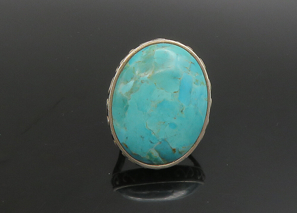 BARSE 925 Silver Vintage Heavy Large Turquoise Cocktail Ring Sz 6.5  RG23391
