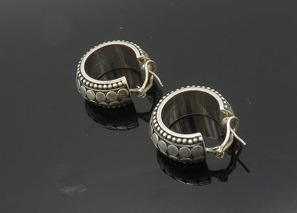 JOHN HARDY 925 Silver  Vintage Circle Pattern Heavy Hoop Earrings  EG10061