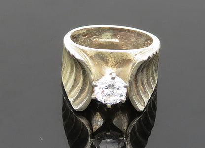 925 Sterling Silver  Vintage Cubic Zirconia Graduated Band Ring Sz 7.5 RG20099