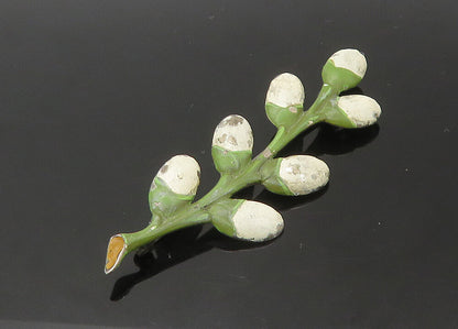 925 Sterling Silver  Vintage Enamel Floral Vine Motif Brooch Pin  BP8782