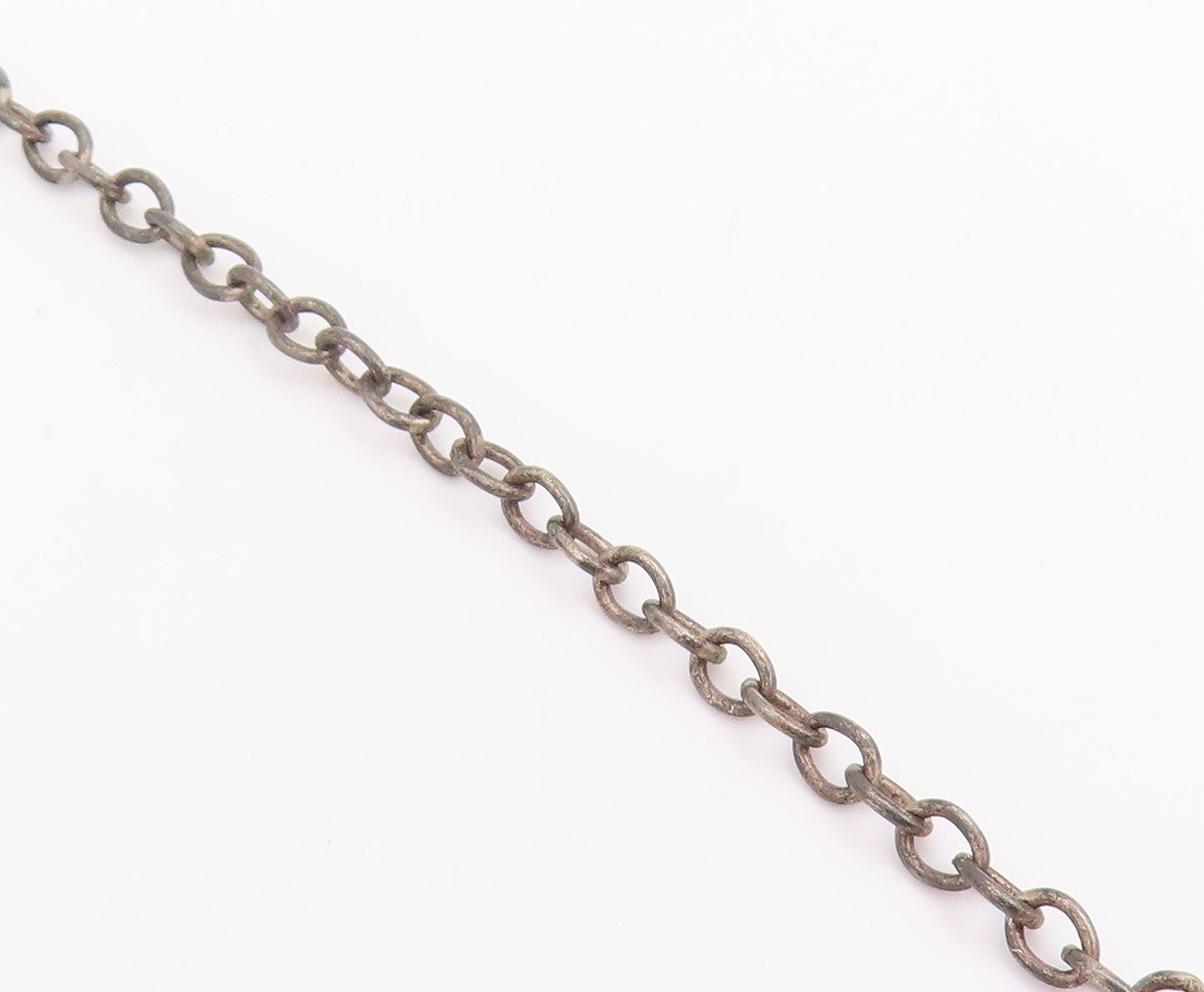 925 Sterling Silver Vintage Necklace Etched Love Heart Charm Motif Chain  NE4832