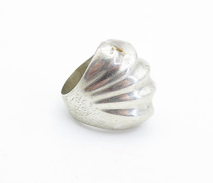 MEXICO 925 Sterling Silver  Vintage Shiny Concave Dome Band Ring Sz 5.5 RG4835