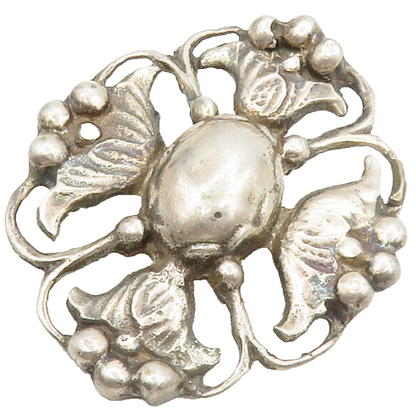 925 Sterling Silver  Vintage Antique Sculpted Floral Motif Pendant  PT10457