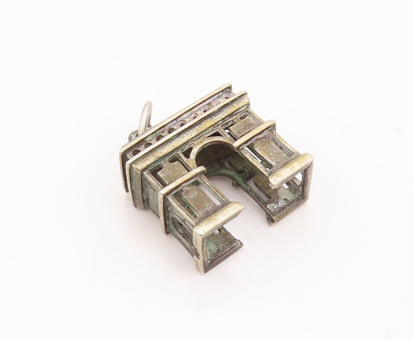 925 Sterling Silver Vintage Pendant Mini Carved Monument Charm  PT23515