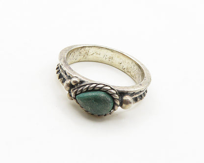 CAROLYN POLLACK 925 Silver  Vintage Tear Drop Malachite Band Ring Sz 6 RG19595