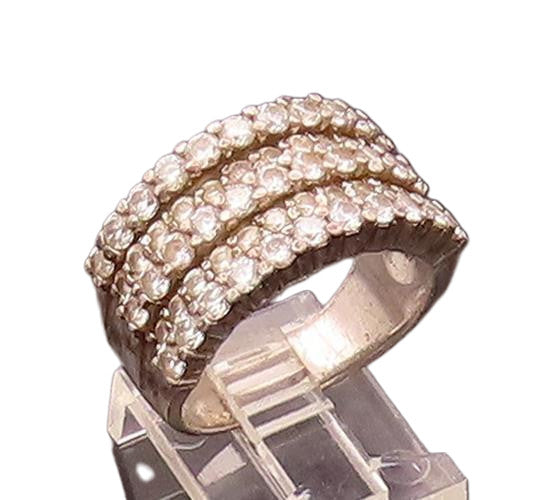 ROSS SIMONS 925 Silver Vintage Thick Multiple CZ Band Ring Sz 9.25  RG26751