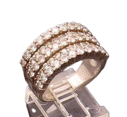 ROSS SIMONS 925 Silver Vintage Thick Multiple CZ Band Ring Sz 9.25  RG26751