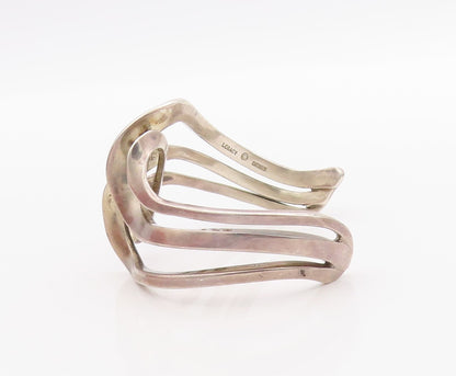 925 Sterling Silver Vintage Bracelet Modernist Freeform Wave Design Cuff BT11400