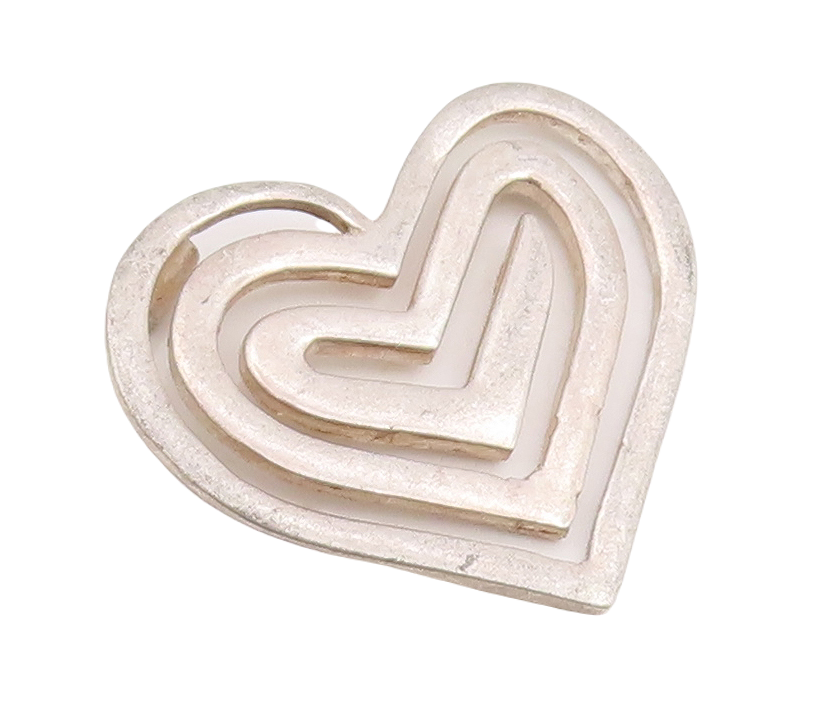 925 Sterling Silver Vintage Pendant Cutout Spiral Love Heart PT23434