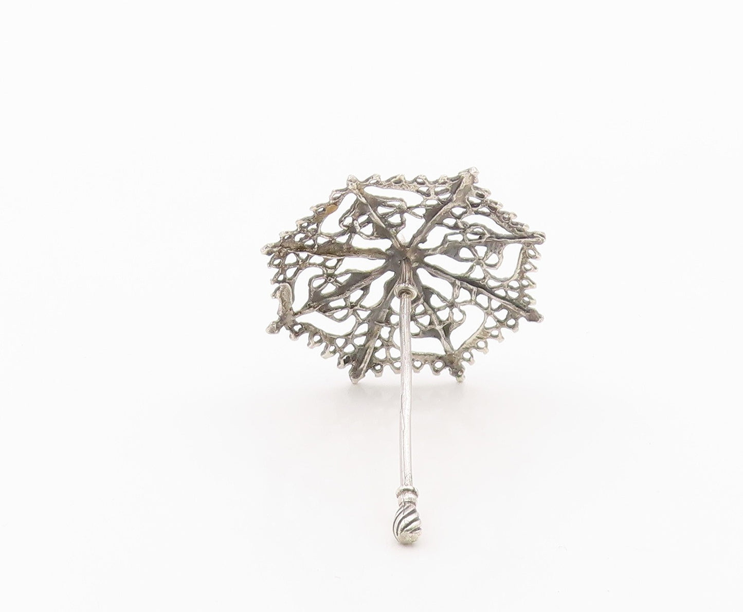925 Sterling Silver  Vintage Shiny Open Pattern Umbrella Trinket  TR3180