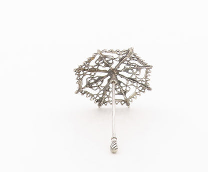 925 Sterling Silver  Vintage Shiny Open Pattern Umbrella Trinket  TR3180
