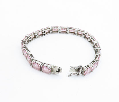 ROSS SIMON 925 Sterling Silver  Pink Cubic Zirconia Chain Bracelet  BT2534