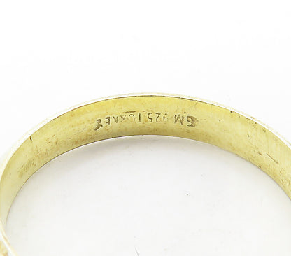 925 Sterling Silver  Shiny Gold Plated Minimalist Band Ring Sz 7  RG15690