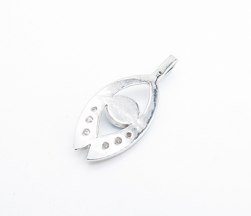 925 Sterling Silver  Sparkling Cubic Zirconia Evil Eye Drop Pendant  PT6102