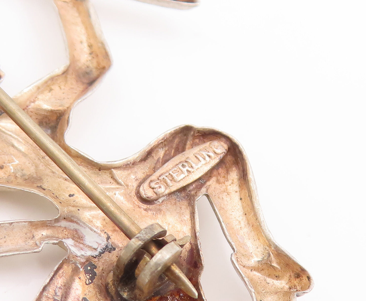 925 Sterling Silver Vintage Brooch Pin Dancing Man With Hat & Stick  BP11100