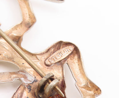 925 Sterling Silver Vintage Brooch Pin Dancing Man With Hat & Stick  BP11100