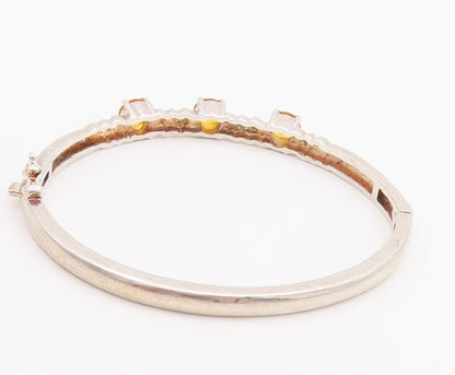 925 Sterling Silver Vintage Bracelet Round Cut Citrine Beaded Bangle  BT10665