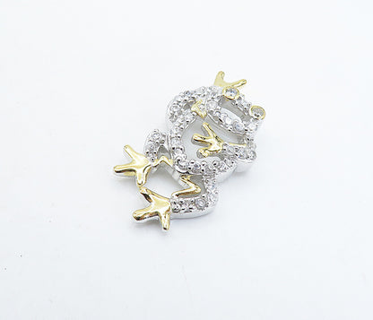 925 Sterling Silver  Shiny Topaz Two Tone Frog Motif Petite Pendant  PT5050