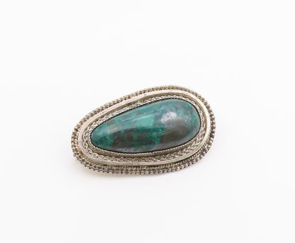 ISRAEL 925 Sterling Silver  Vintage Cabochon Cut Eilat Stone Brooch Pin BP3268