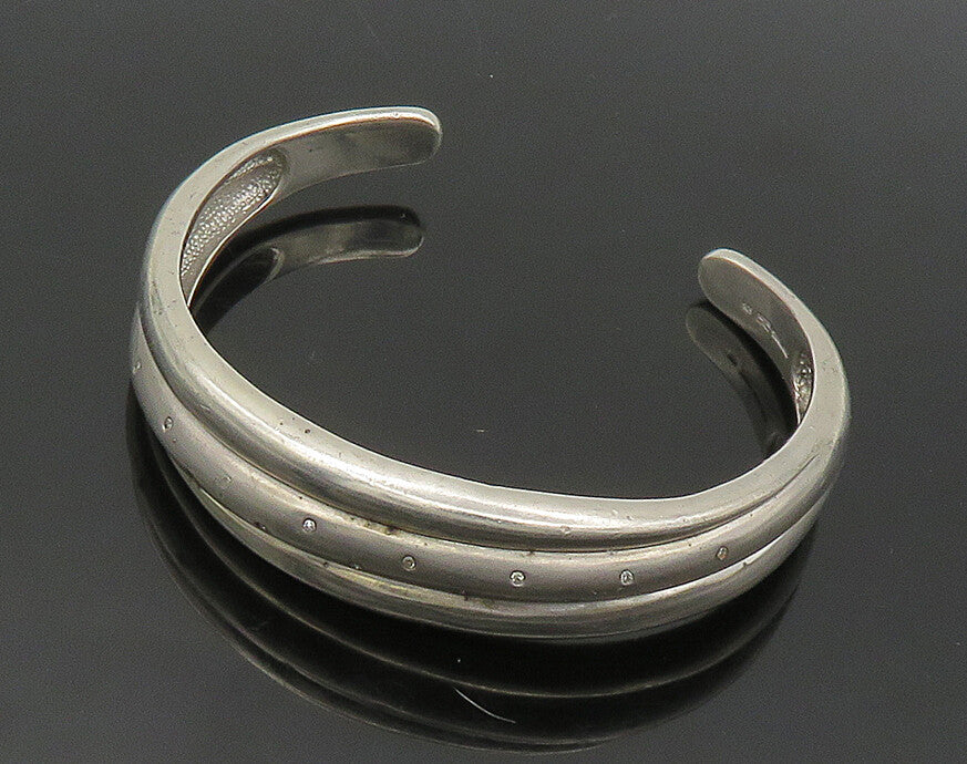 925 Sterling Silver  Vintage Genuine Diamonds Tapered Cuff Bracelet  BT7439