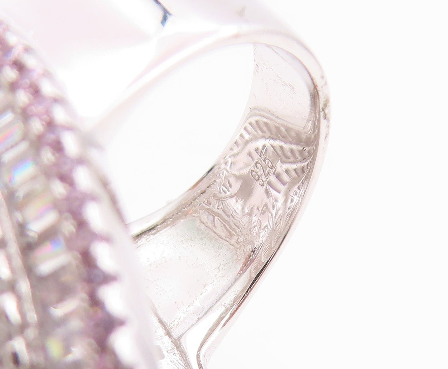 925 Sterling Silver Vintage Ring Round & Baguette Cut CZ Halo Dome Sz 6 RG35409