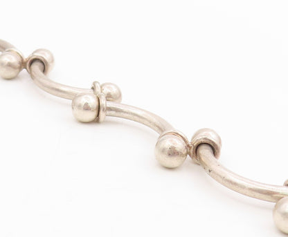 925 Sterling Silver Vintage Bracelet Classic Curved Barbell Solid Link  BT11675