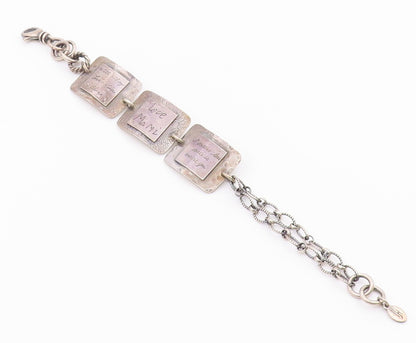 DESIGNER 925 Sterling Silver  Vintage Etched Writing Chain Bracelet  BT8656
