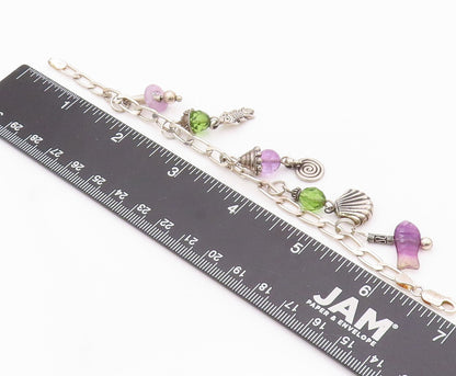 925 Sterling Silver Vintage Bracelet Designer Gemstone Dangling Sea Life BT11160