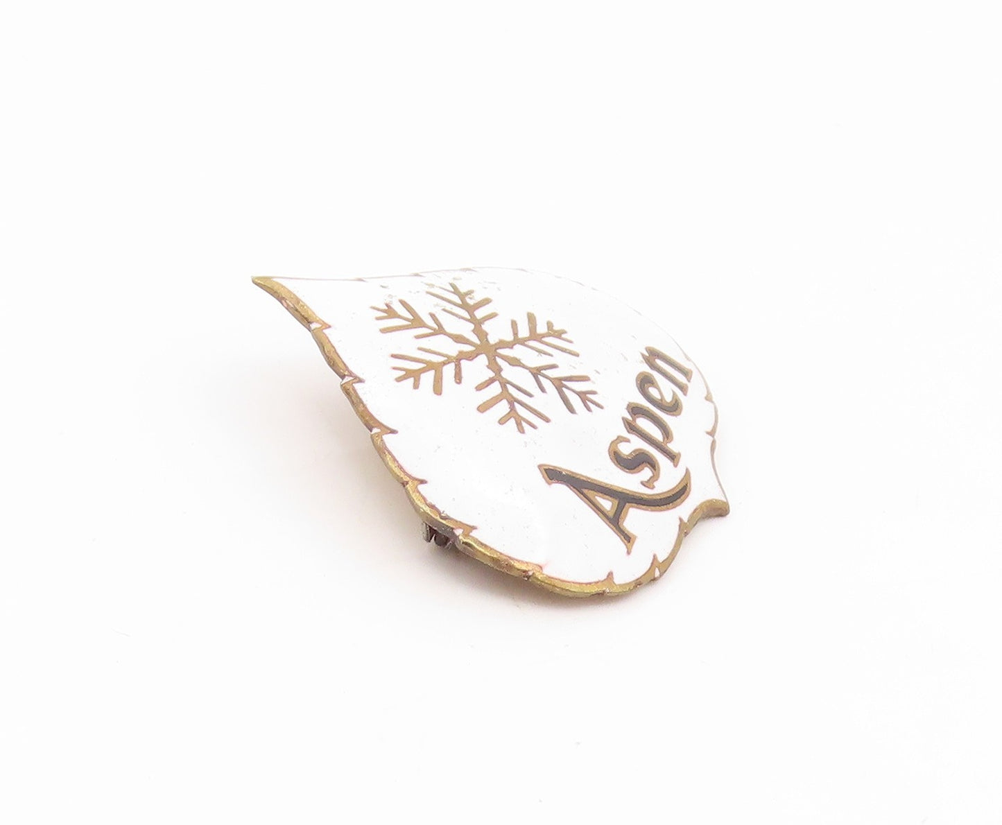 925 Sterling Silver Vintage Brooch Pin Gold Plated Enamel Aspen Leaf  BP12409