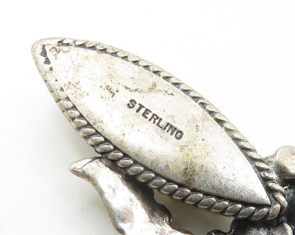 925 Sterling Silver  Vintage Abalone Shell Floral Leaf Motif Pendant  PT13537